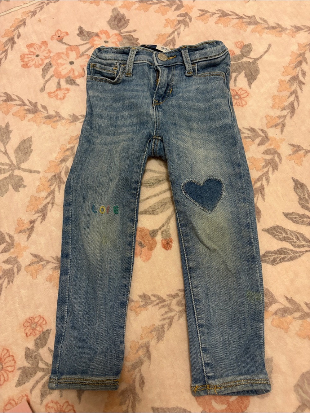 Girls' Blue Heart Patch Jeans